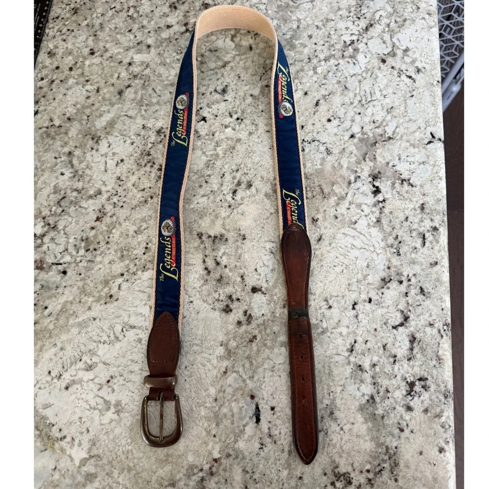 YRI Designs The Legends at Parris Island Golf Belt USMC Navy Tan Leather Size 36